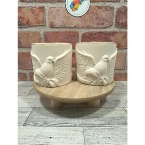 LENOX Candle Holder Radiant Light Votive Christmas Doves Tea Light Set Of 2 New